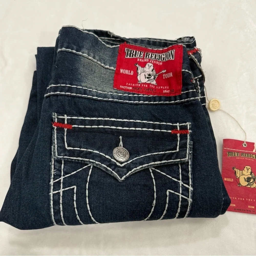True Religion Dark Blue Distressed Jeans
